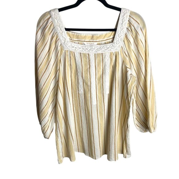 Lauren Conrad Size Large Top Peasant Milk Maid Prairie Netural Square Neck Boho - Picture 4 of 9